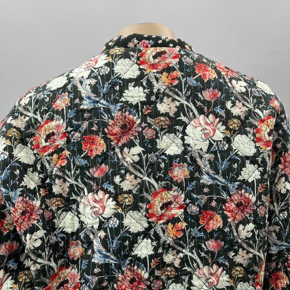 Zara TRF Jacket Women US S Dark Floral Print Quilted Full Zip Bomber Street - Picture 6 of 9